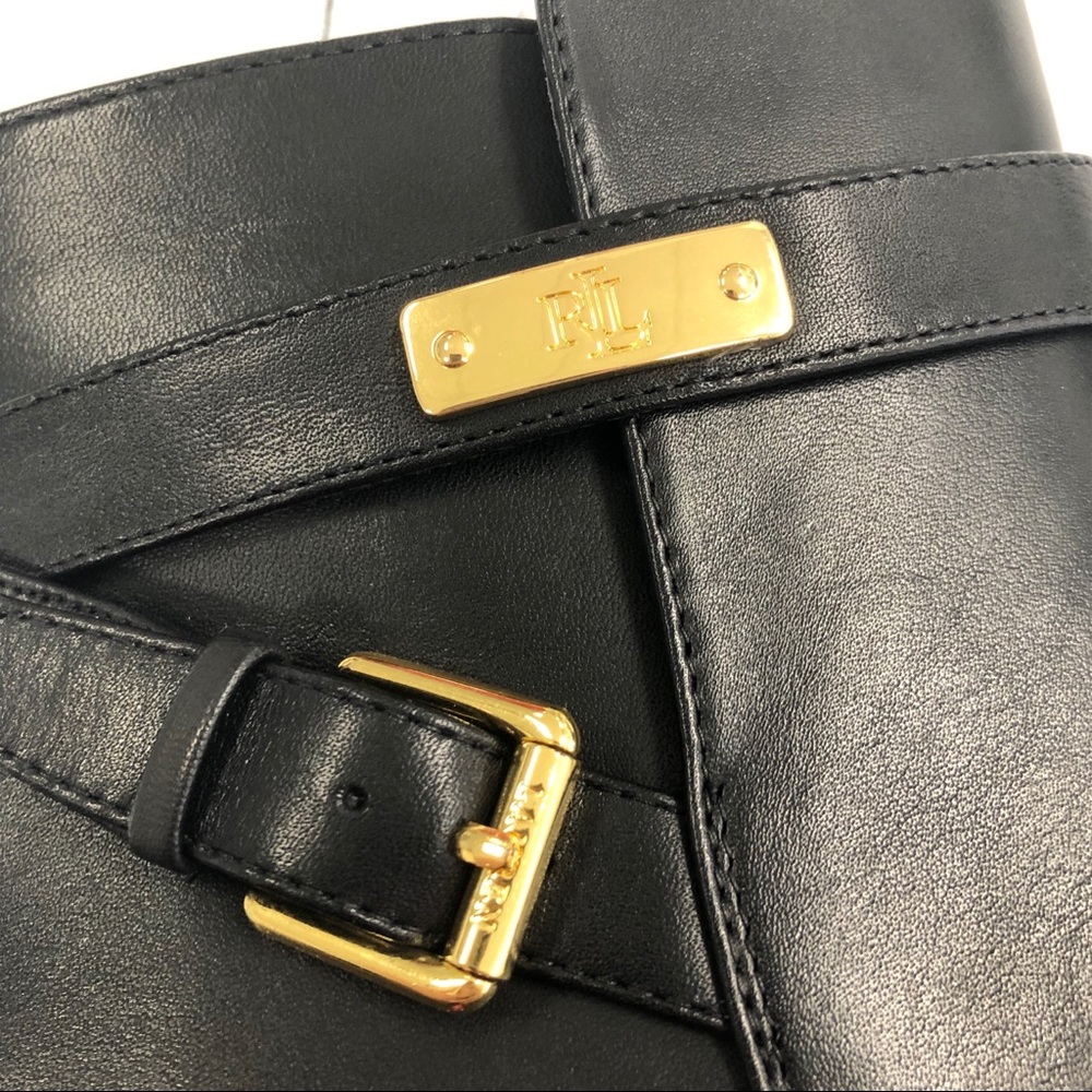 Ralph Lauren Black Borgia Boots With Gold Buckles Size 7.5 - Picture 5 of 16